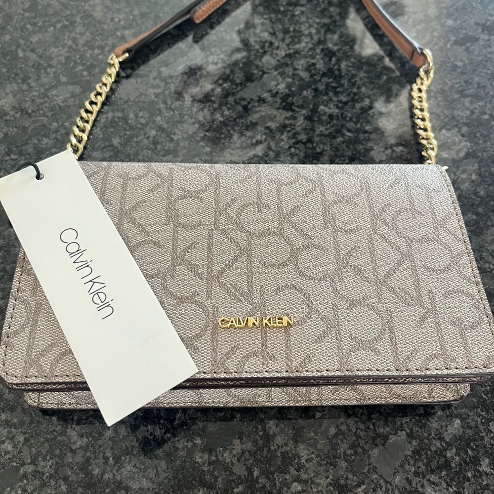 Calvin Klein Gold and Brown Small Purse